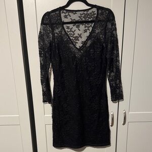 Express Black Lace Long Sleeve Dress